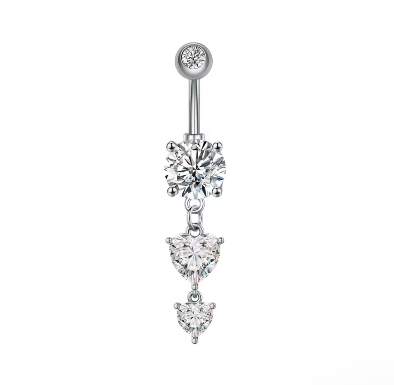 Double Hearts Dangle Belly Ring