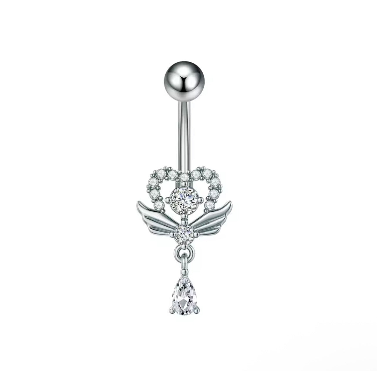 Angel Heart Charm Dangle Belly Ring